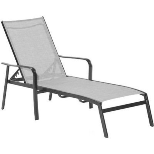 Almo Fulfillment Services Llc Foxhill All-Weather Commercial-Grade Aluminum Chaise Lounge Chair with Sunbrella Sling Fabric FOXCHS-GRY